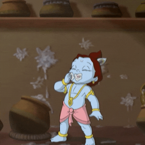 Janmashtami Playful Krishna Eating GIF