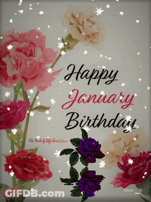 January Happy Birthday Flowers GIF