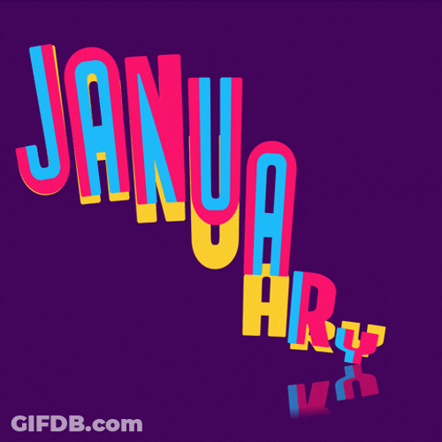 Januray Colorful Lettering Boing GIF