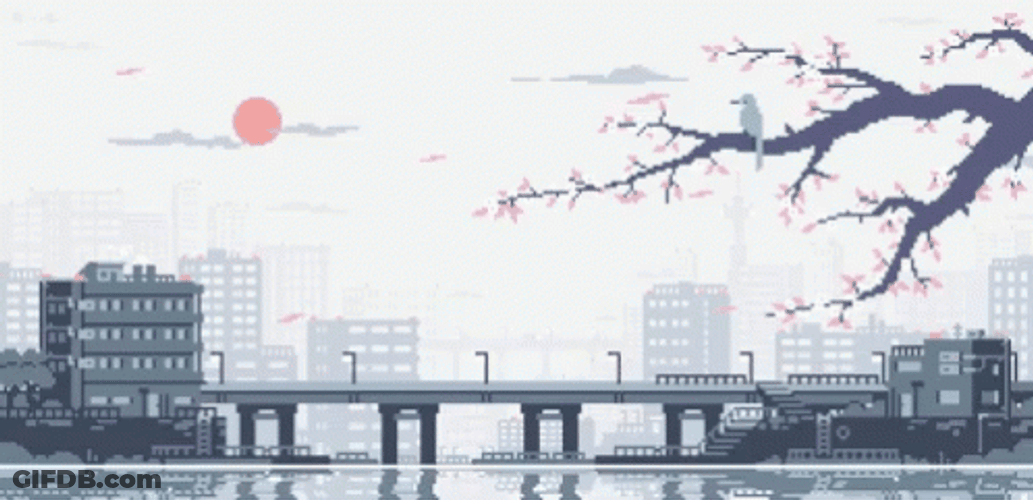 Japan Pixel Art Wallpaper GIF