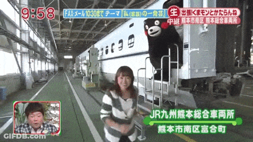 Japanese Bear Mascot Fall Down GIF