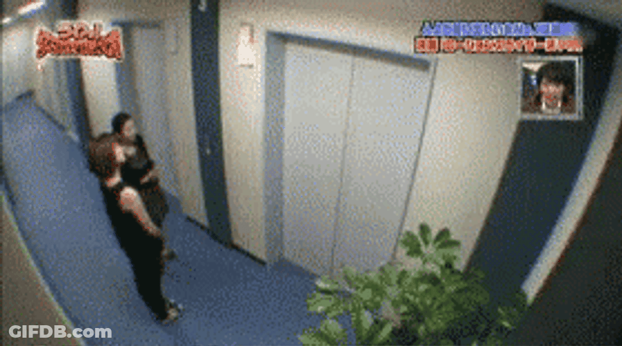 Japanese Prank Woman Falling From Elevator GIF