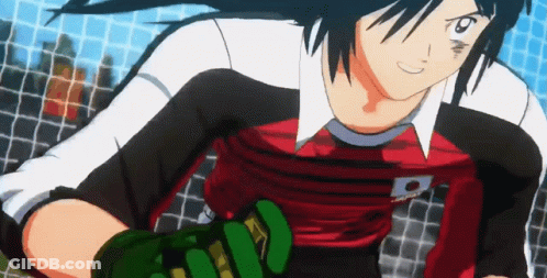 Japanese Soccer Player Red Black Jersey Green Gloves GIF