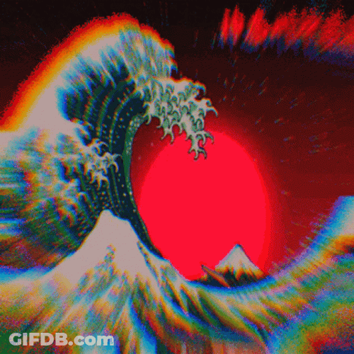 Japanese Wave Flying Birds GIF