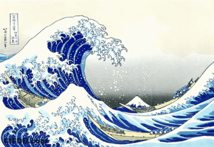 Japanese Wave Splashing GIF