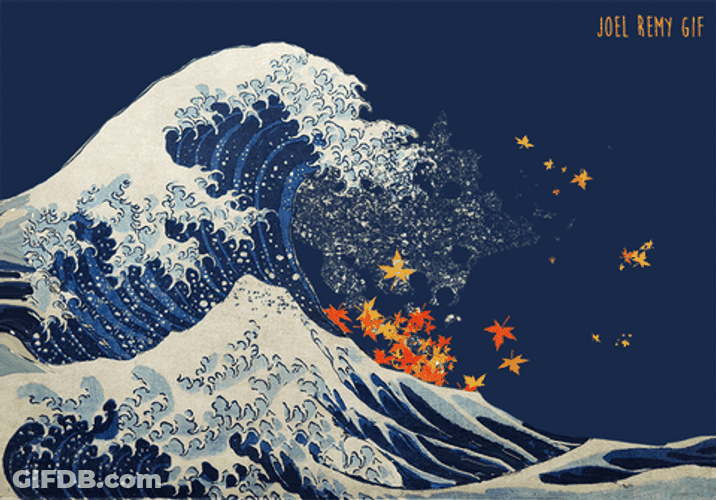 Japanese Wave Splashing Quickly GIF