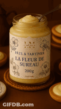 Jar Of Pâte À Tartiner La Fleur De Sureau With Spoon GIF