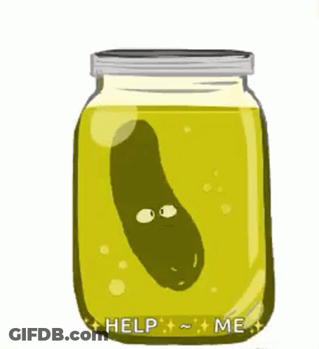 Jar Of Pickles With Help Me Written On It GIF