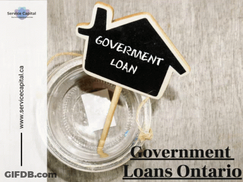 Jar With House Shaped Chalkboard Saying Government Loan GIF