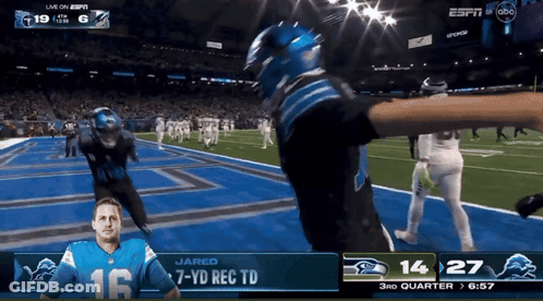 Jared 7 Yd Rec TD On ESPN Screen GIF