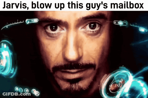 Jarvis Blows Up Mailbox With Man's Face GIF