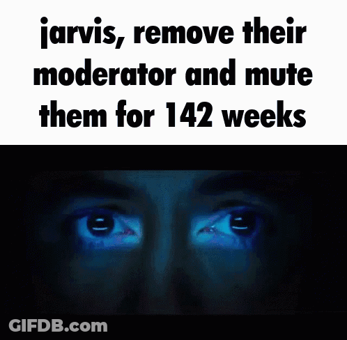 Jarvis Remove Their Moderator And Mute Them For 142 Weeks GIF