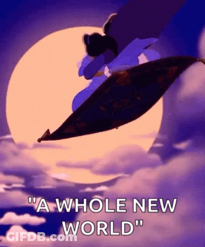 Jasmine Is Flying On A Flying Carpet In The Sky With A Quote From Aladdin . GIF