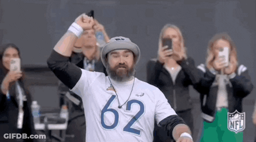 Jason Kelce Raising His Arms GIF