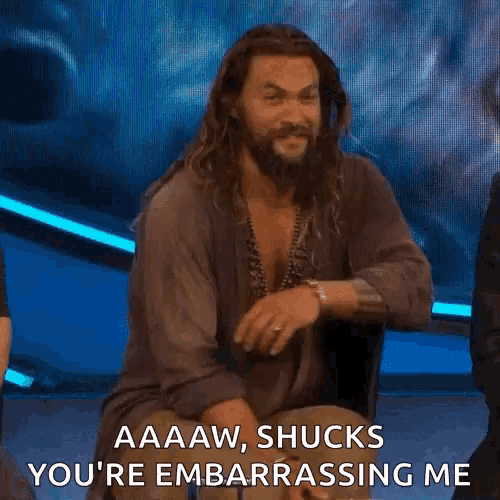 Jason Mamoa Aw Shucks Reaction GIF