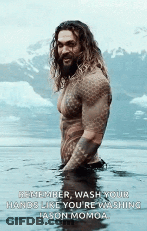 Jason Momoa Aquaman Wash Hands GIF