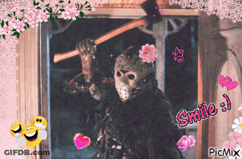 Jason Voorhees Holding Axe Smile GIF