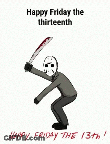 Jason Voorhees Holding Bloody Sword Saying Happy Friday The 13Th GIF