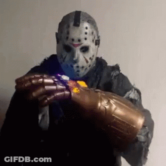 Jason Voorhees Holding Infinity Gauntlet GIF