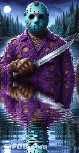 Jason Voorhees Holding Knife GIF