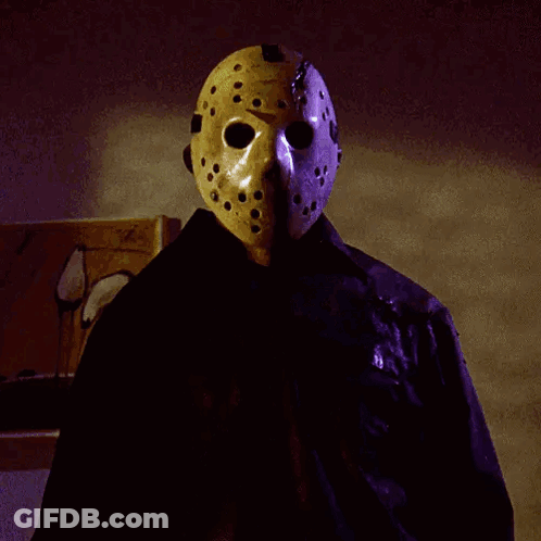 Jason Voorhees In Hockey Mask And Black Jacket GIF