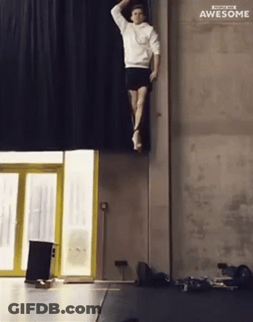 Jaw Dropping Drop Fall Splits Tied Noose GIF