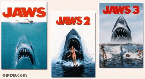 Jaws 2 And 3 Sharks Poster GIF