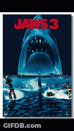 Jaws 3 Poster Shark Attacking People GIF