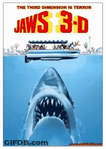 Jaws 3D Shark And Boat Poster GIF