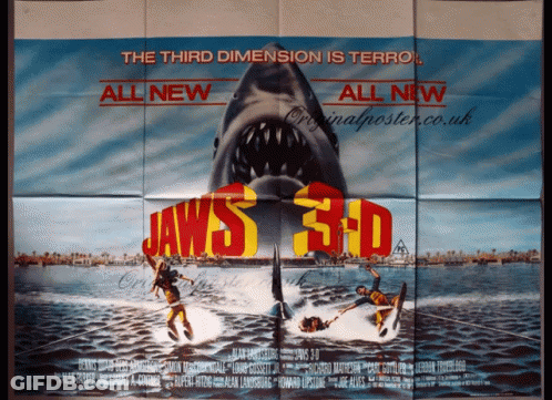 Jaws 3D Shark Water Skiing Poster GIF