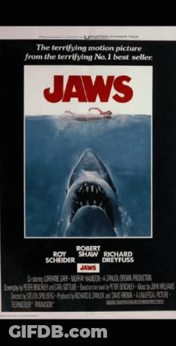 Jaws Movie Poster Roy Scheider Robert Shaw Richard Dreyfuss GIF