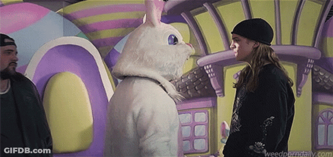 Jay And Silent Bob Beat Up Easter Bunny GIF
