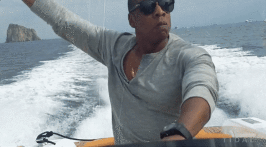 Jay-Z Riding Speedboat GIF