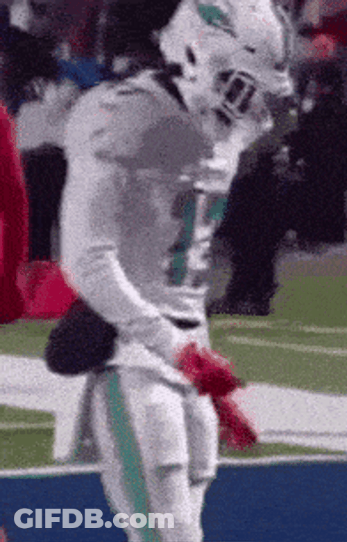 Jaylen Waddle Celebration Jersey 17 Penguin Dance GIF