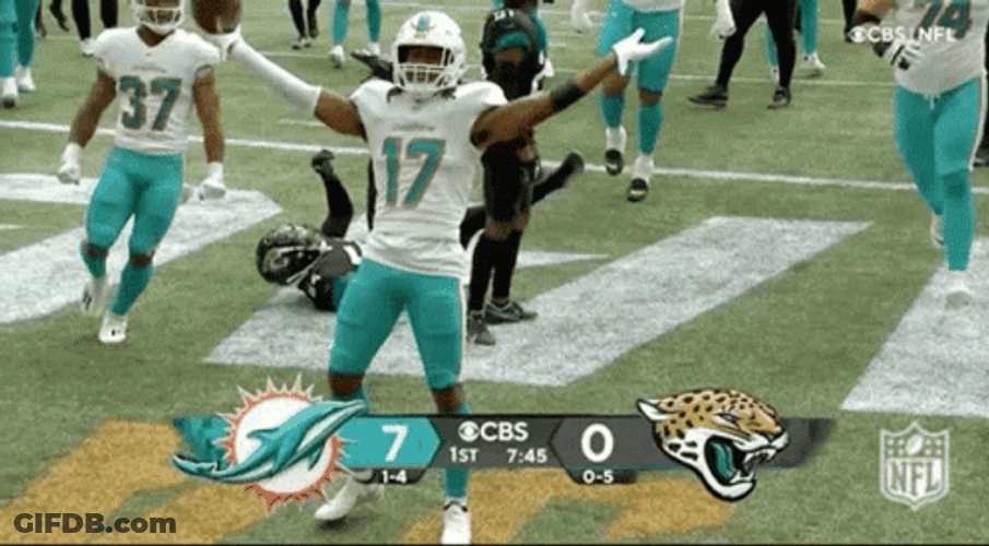 Jaylen Waddle Celebration Rallying Crowd GIF