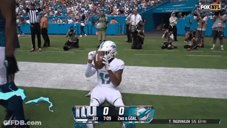 Jaylen Waddle Celebration Touch Down Dance GIF