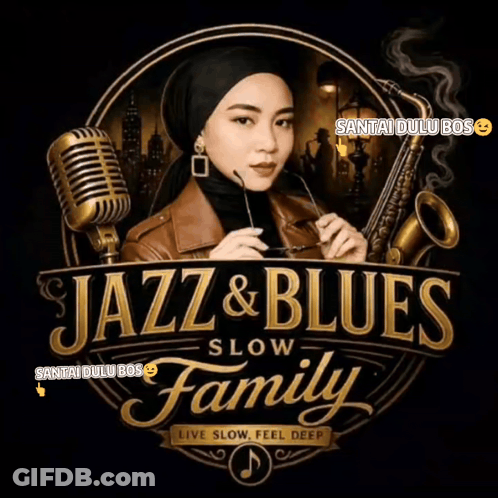 Jazz And Blues Slow Family Poster Woman Holding Glasses GIF