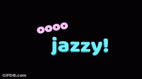 Jazzy In Blue And Pink Letters On Black GIF