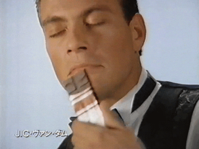 Jean Claude Van Damme Classic Chocolate Commercial GIF