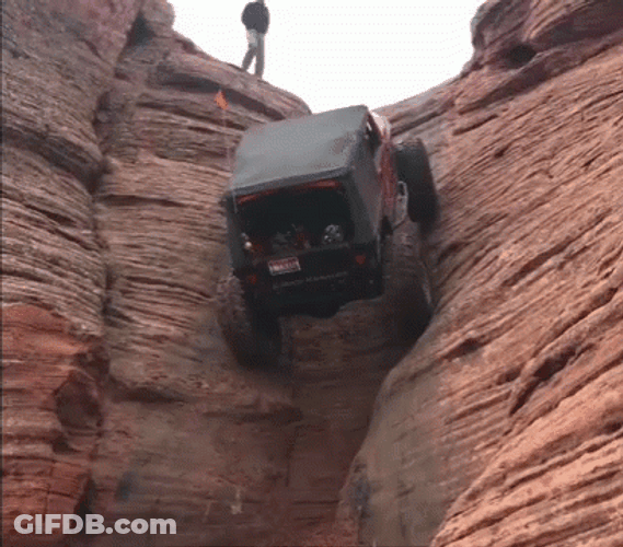 Jeep Climbing A Cliff GIF