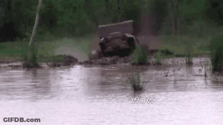 Jeep Ramping On Lake GIF