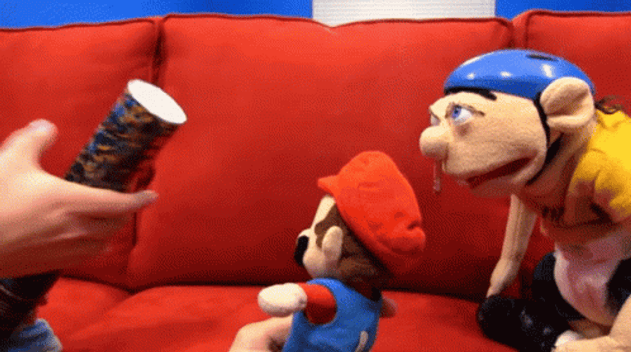 Jeff Puppet With Confetti GIF