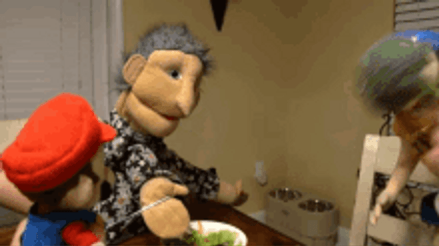 Jeffy Puppet Throwing Broccoli GIF
