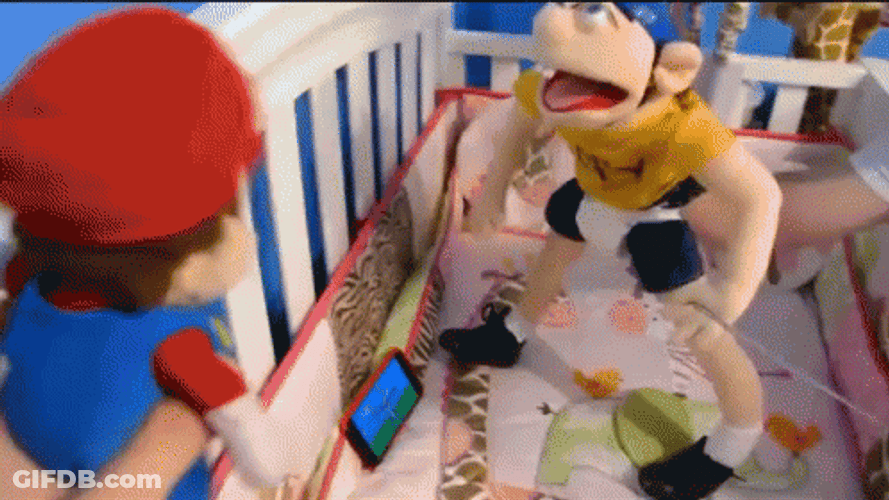 Jeffy With Mario Playing In Crib GIF