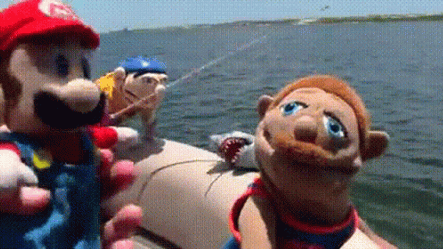 Jeffy With Puppet Friends In The Ocean GIF