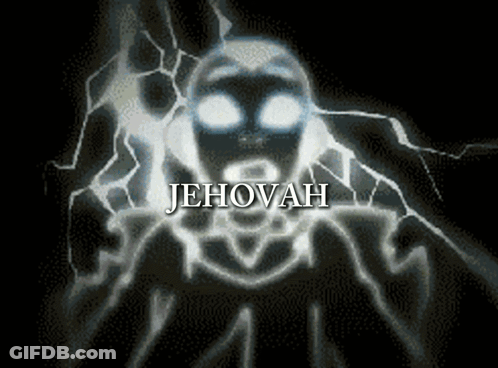 Jehovah On Black Background With Lightning GIF