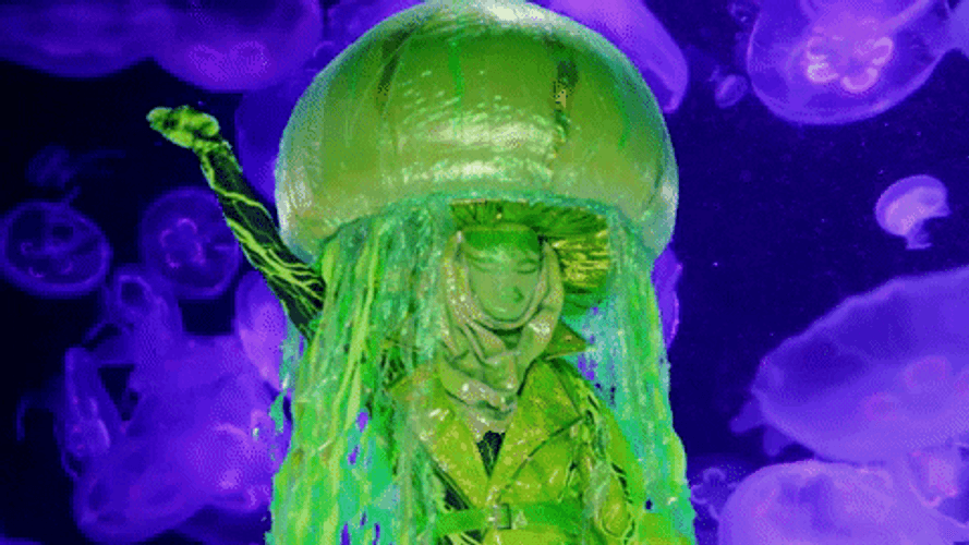 Jellyfish Mascot Moving Hands GIF