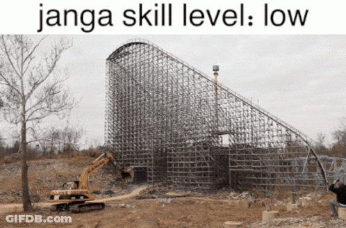 Jenga Skill Level Low On Roller Coaster GIF
