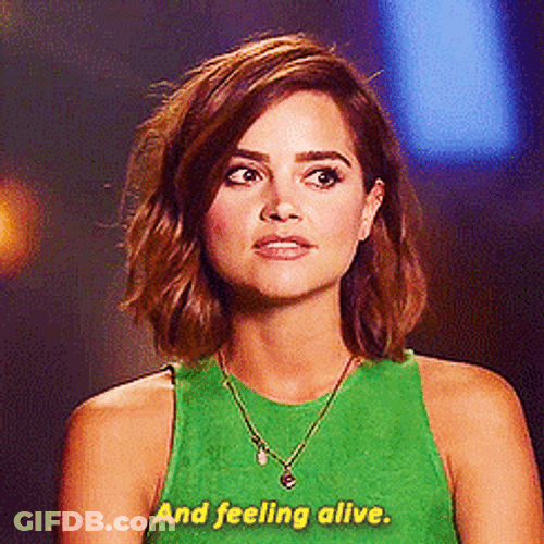 Jenna Coleman Feeling Alive Hand Gesture GIF