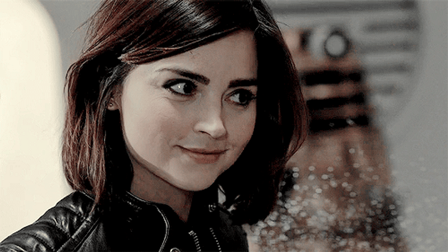 Jenna Coleman Wearing Black Jacket GIF